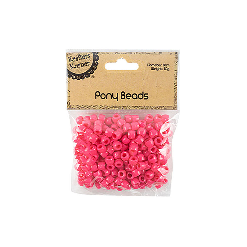 Pony Beads 50gm Hot Pink KK